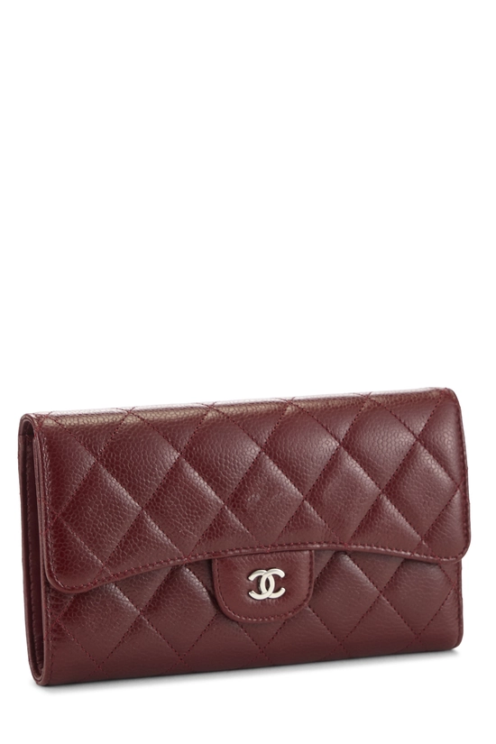 Burgundy Caviar Classic Flap Wallet, , large image number 1