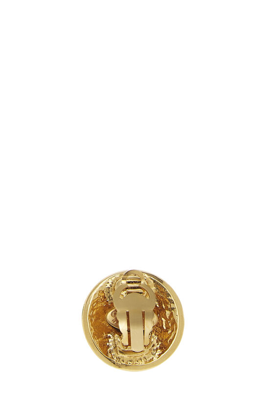 Gold 'CC' Round Earrings, , large image number 1