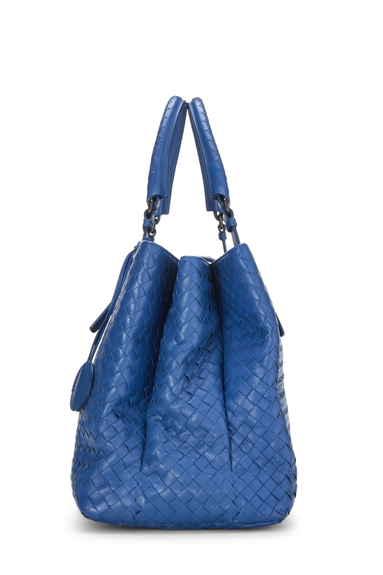Blue Intrecciato Roma Tote Medium, , large image number 2