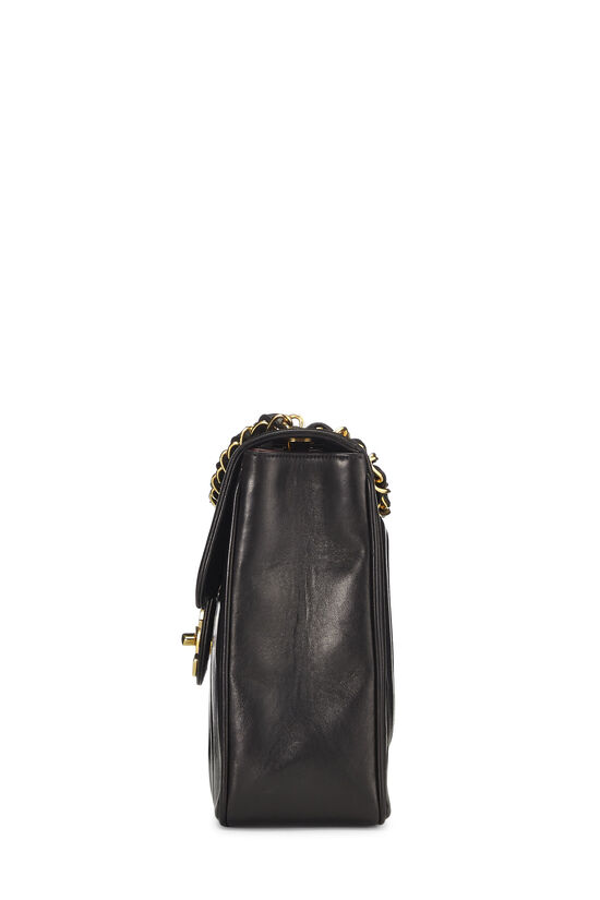 Chanel Vintage Vertical Messenger Bag, Black Lambskin Leather