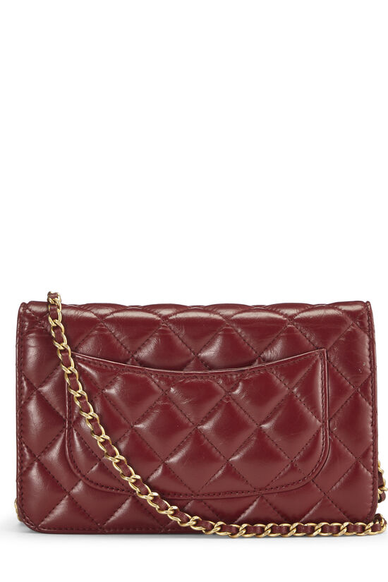 chanel red clutch with chain