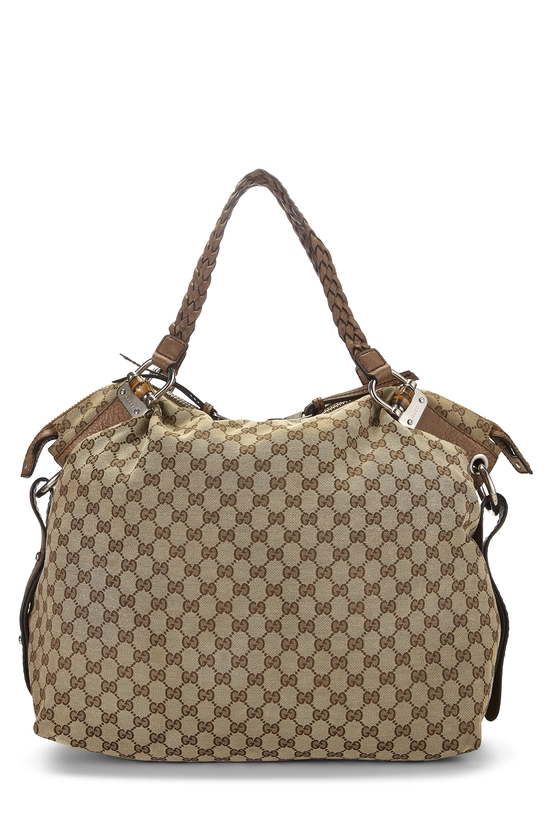 Original GG Canvas Bamboo Braided Handbag Large, , large image number 0
