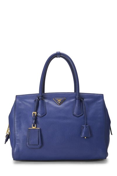 Blue Vitello Daino Convertible Handbag