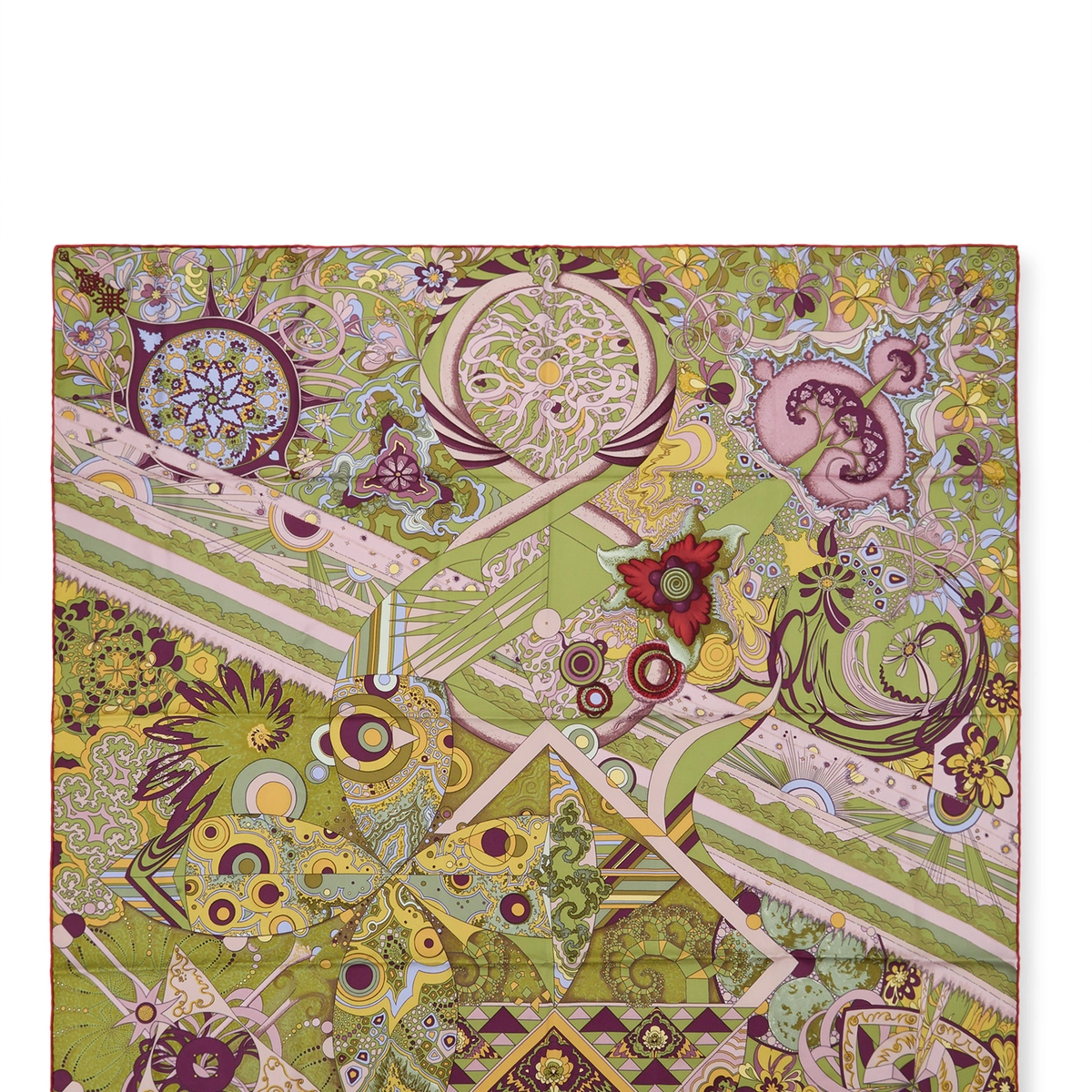 Hermès Green & Multicolor 'L'Ivresse de l'Infini' Silk Scarf 90