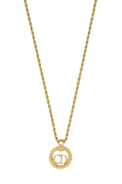 Gold Round 'CD' Necklace Small, , large