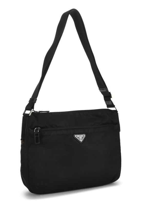 Black Nylon Front Zip Pocket Messenger Small, , large image number 1