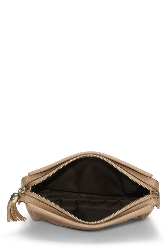 Beige Grained Leather Soho Cosmetic Pouch, , large image number 5