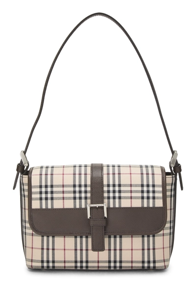 Brown House Check Jacquard Buckle Shoulder Bag Small