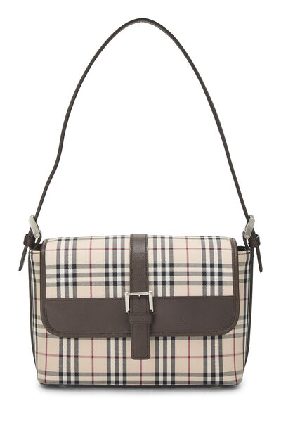 Brown House Check Jacquard Buckle Shoulder Bag Small