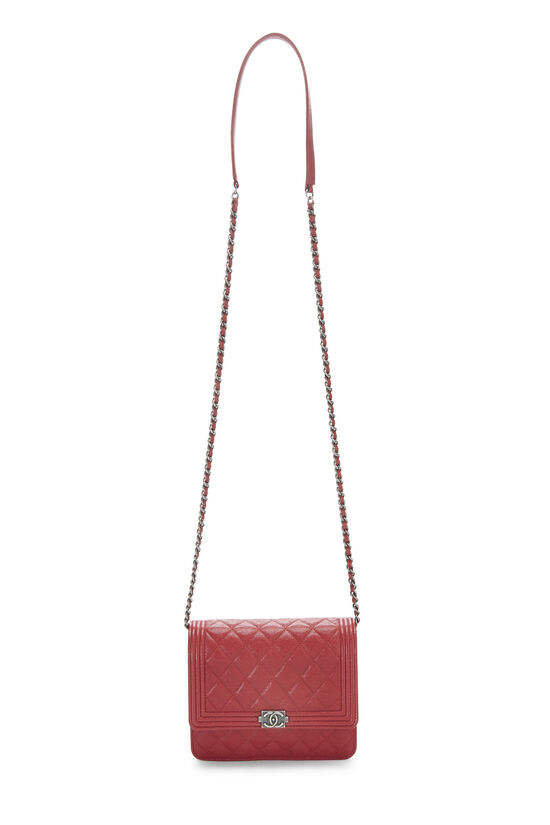 Chanel Red Quilted Caviar Boy Wallet on Chain (WOC) Q6BAMW0FRB001