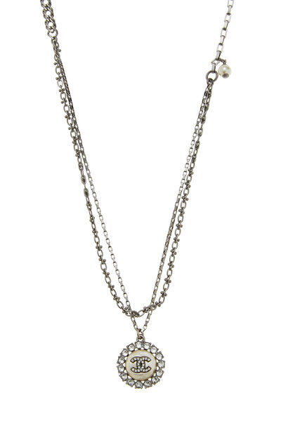Gunmetal & Crystal 'CC' Necklace, , large