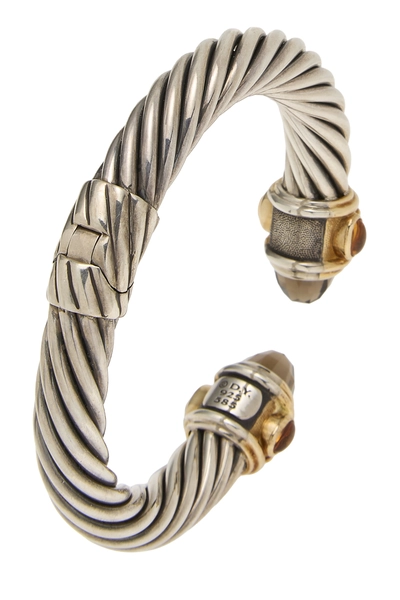 Silver Two-Tone Hinged Renaissance Cable Bracelet, , large