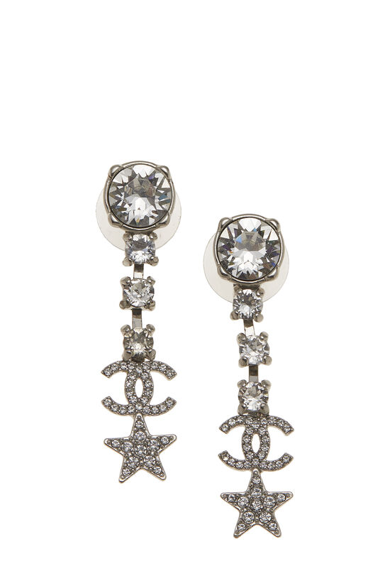 Chanel Silver & Crystal 'CC' Star Dangle Earrings Q6J2M80RVB002