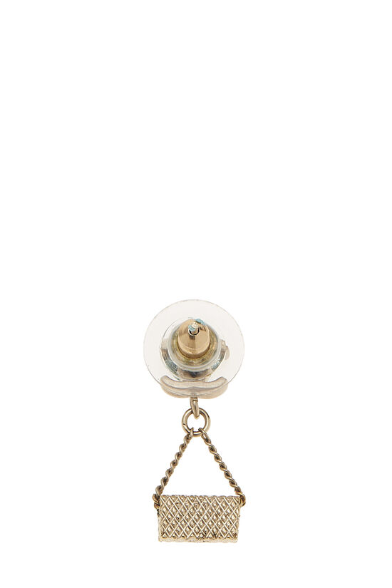 Vintage CHANEL CC Logo Pearl Drop Pierced Earrings Used From Japan