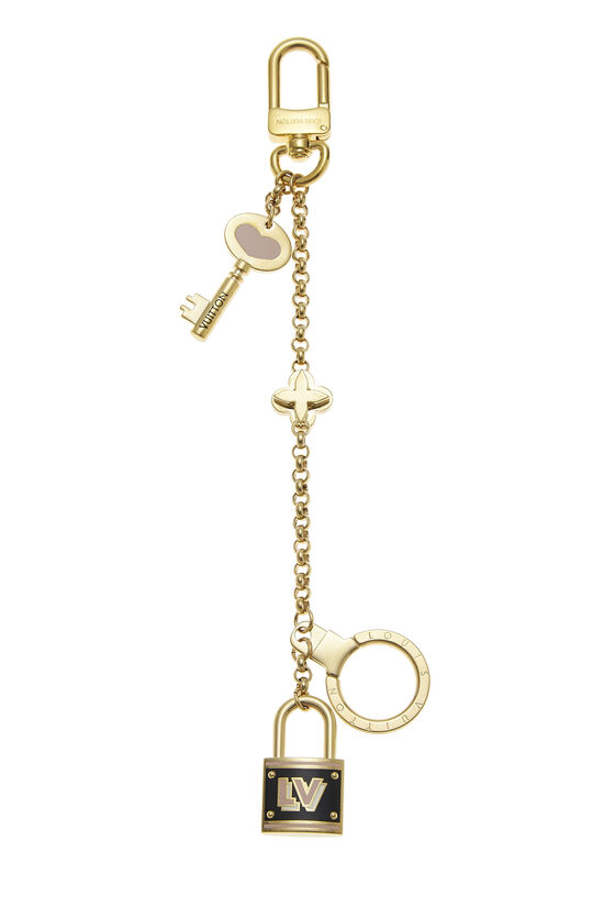 Gold & Pink Lock & Key BFF Bag Charm, , large image number 0