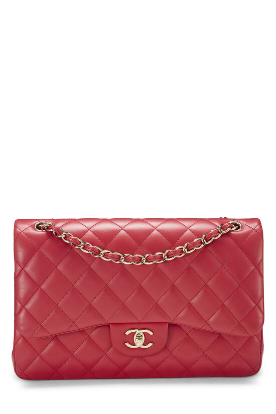 Red Quilted Lambskin New Classic Double Flap Jumbo, , large image number 0