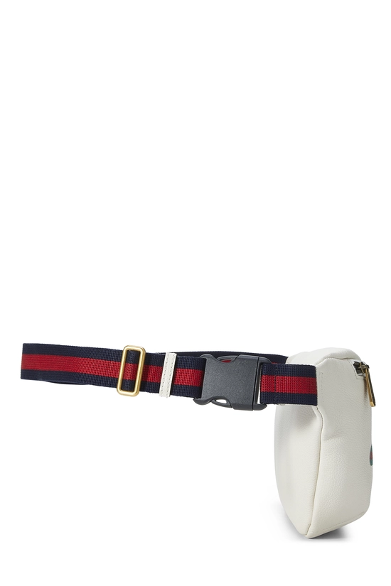 White Leather Logo Printed Belt Bag, , large image number 2