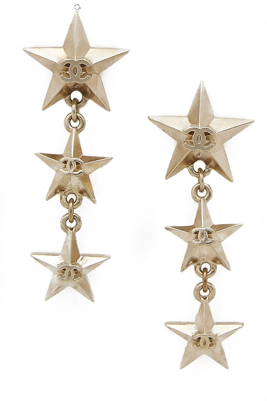 Gold Star Dangle Earrings, , large image number 0