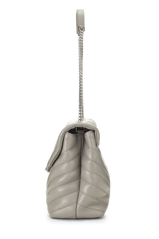Grey Chevron Calfskin Loulou Shoulder Bag Small, , large image number 2