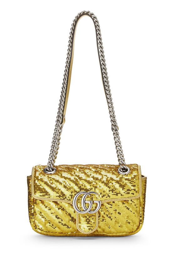 Gold Sequin GG Marmont Shoulder Bag, , large image number 1