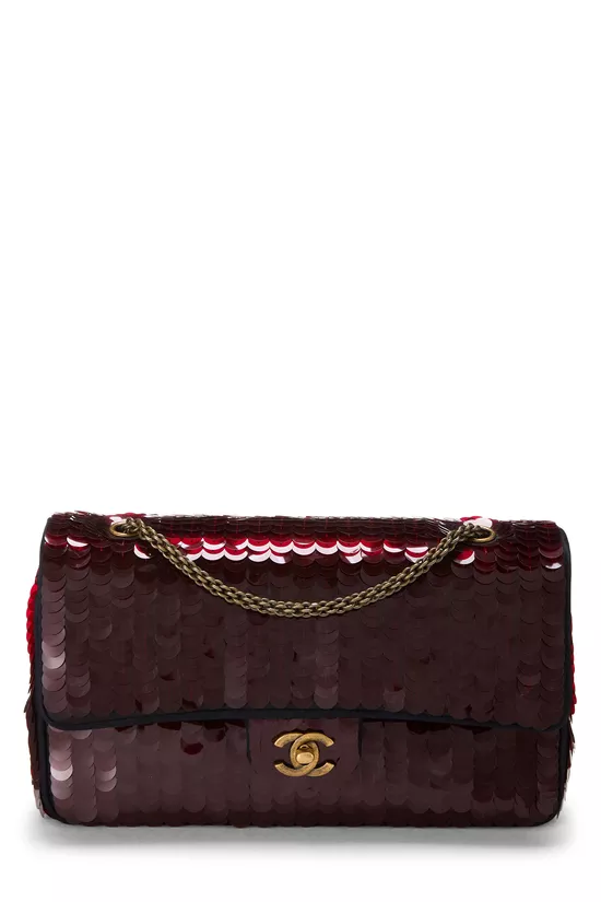 Paris-Shanghai Red Paillette Classic Double Flap Medium, , large image number 0
