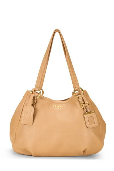 Prada Beige Deerskin Side Zip Tote