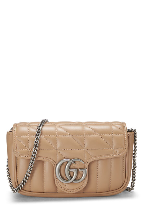 Beige Leather GG Marmont Crossbody Super Mini, , large image number 0