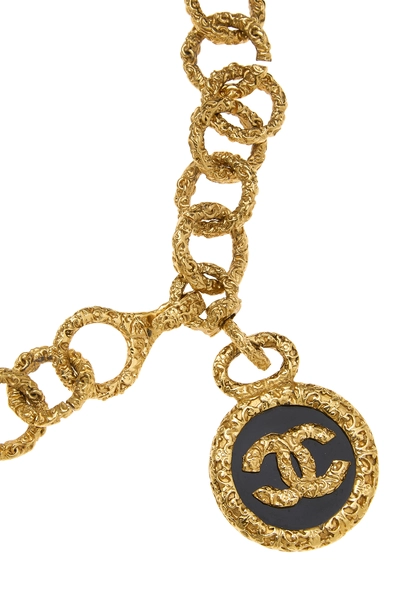Gold 'CC' Medallion Chain Belt, , large