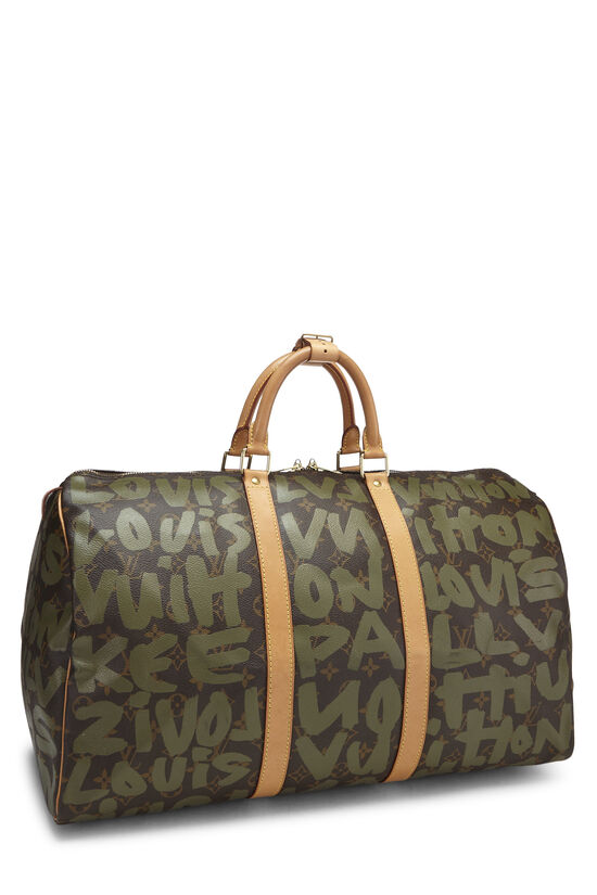 Louis Vuitton Keepall 50 Monogram Graffiti Green Duffle Bag, Men's
