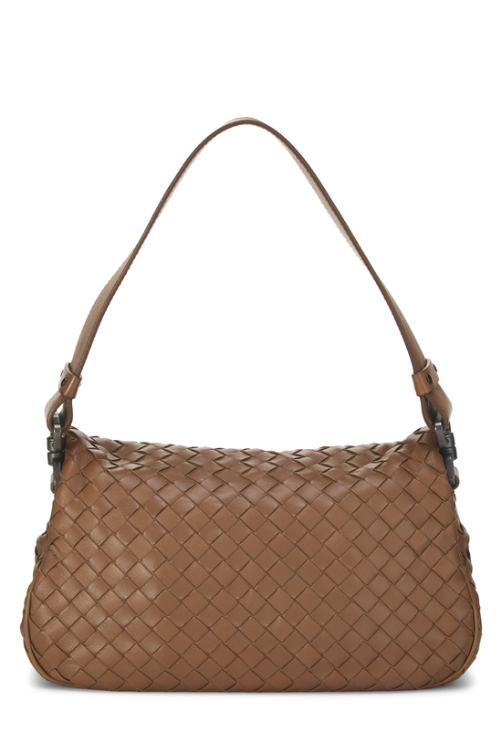 Brown Intrecciato Double Flap Shoulder Bag Small, , large image number 3