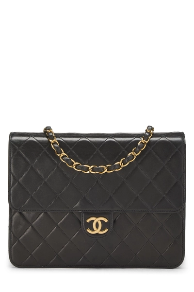 Black Quilted Lambskin Ex Flap Small