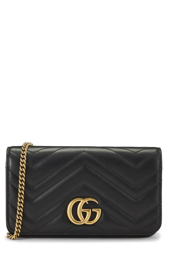 Black Leather GG Marmont Mini, , large image number 0