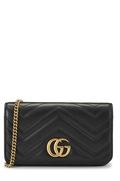 Black Leather GG Marmont Mini