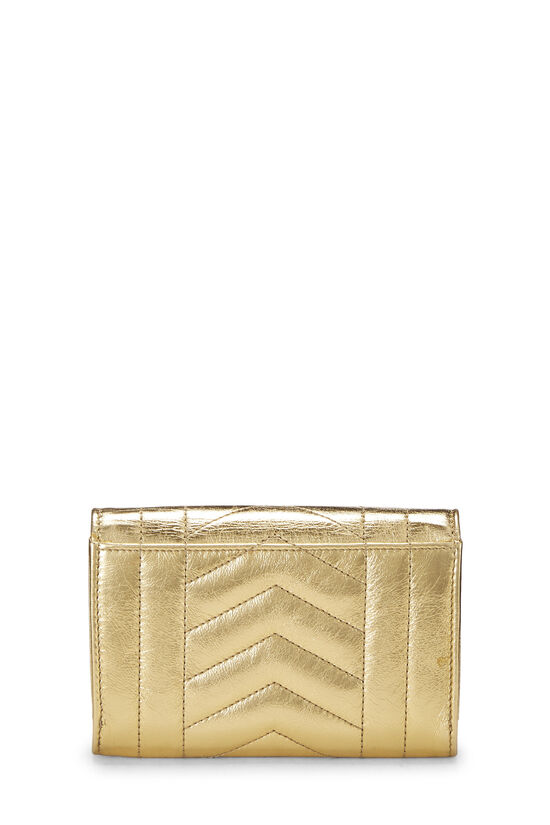 Gold Metallic Leather Compact Wallet, , large image number 2
