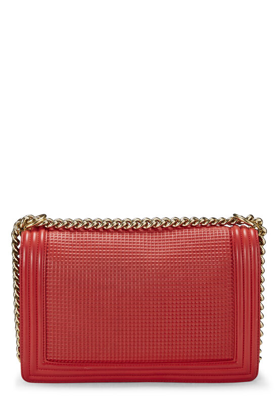 Chanel Red Cube Embossed Calfskin Boy Bag Medium Q6B01ABIR5000