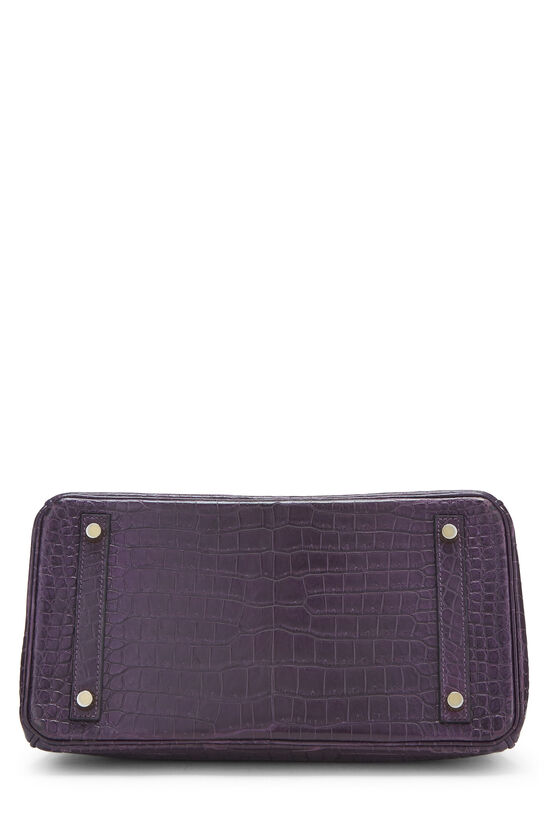 Luxury Hermes 9G Amethyst Purple Porosus Shiny Crocodile Birkin Bag25CM — Hermes  Crocodile Birkin Bag