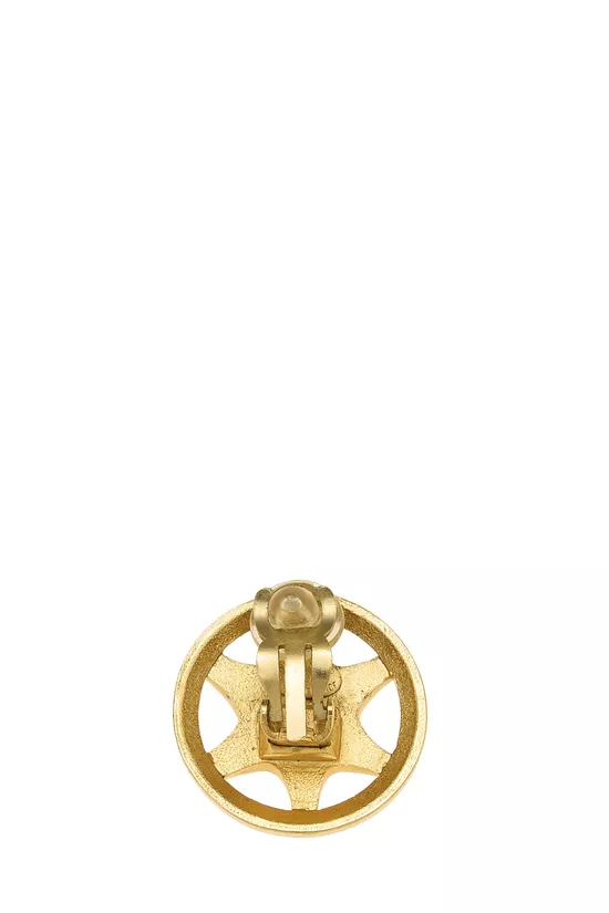 Gold 'CC' Star Earrings, , large image number 1