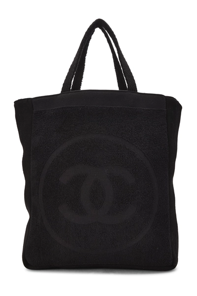 Chanel Black Terry Cloth Beach Tote XL