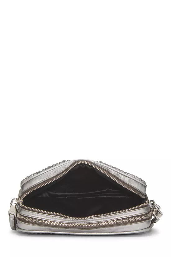 Silver Nappa Double Zip Camera Crossbody Bag, , large image number 5