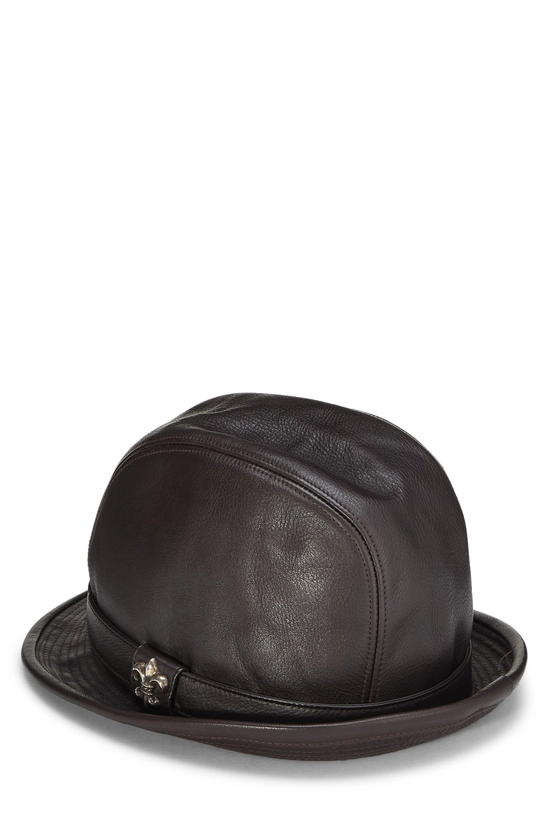 Brown Leather Fedora, , large image number 1
