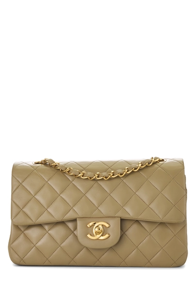Chanel Beige Quilted Lambskin Classic Double Flap Small