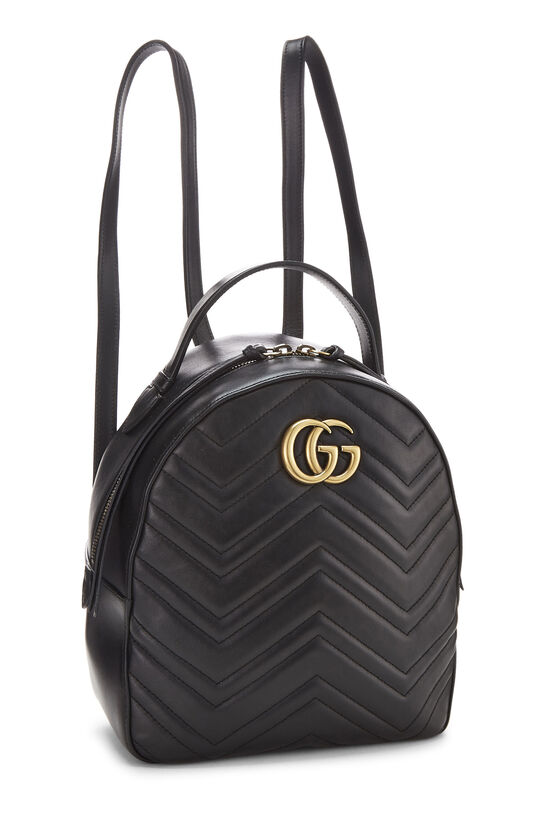 Black Leather GG Marmont Backpack, , large image number 1