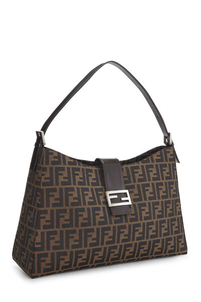 Brown Zucca Canvas Shoulder Bag Large, , large