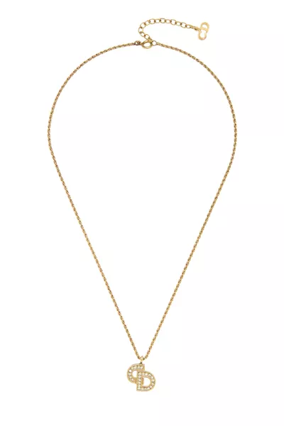 Gold & Crystal 'CD' Necklace