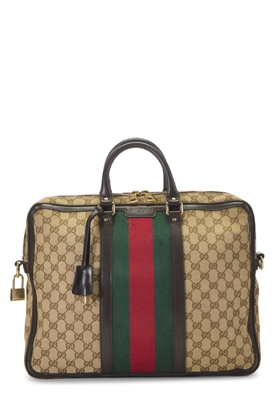 Gucci Brown Original GG Canvas Web Briefcase
