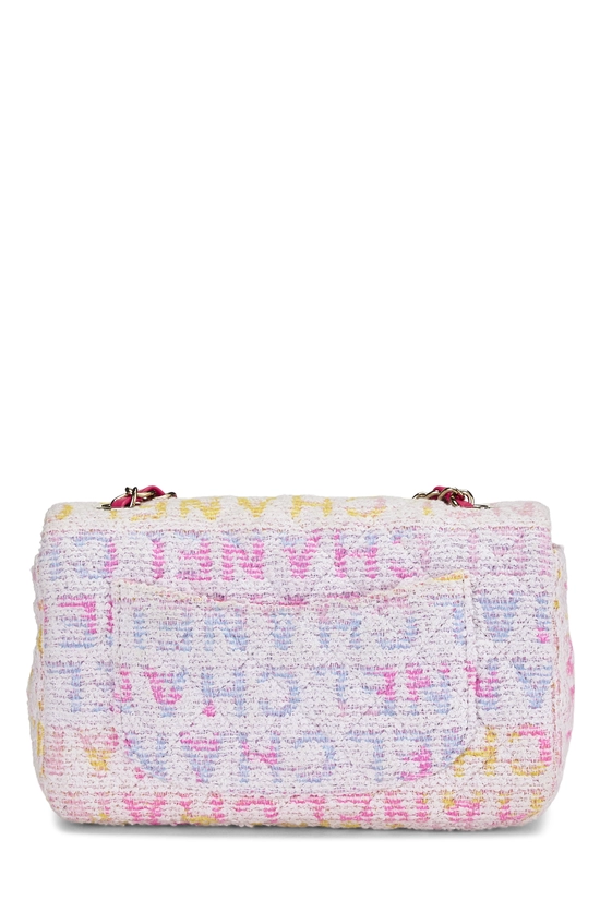 Multicolor Pink Quilted Tweed Rectangular Flap Mini, , large image number 3