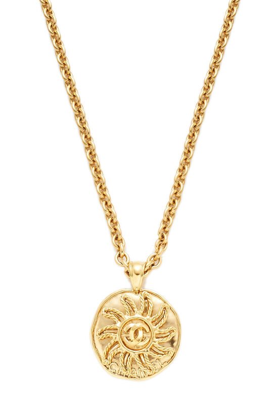 Gold 'CC' Sun Necklace, , large image number 1