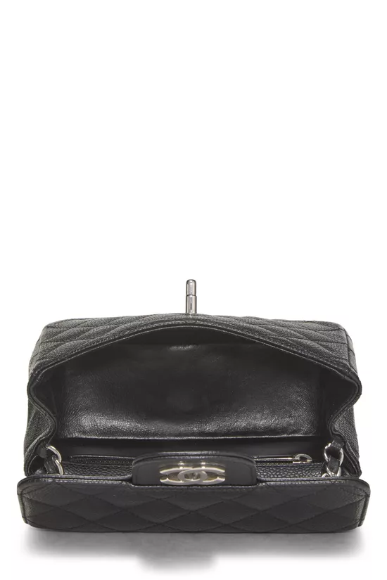 Black Quilted Caviar Square Flap Mini, , large image number 5