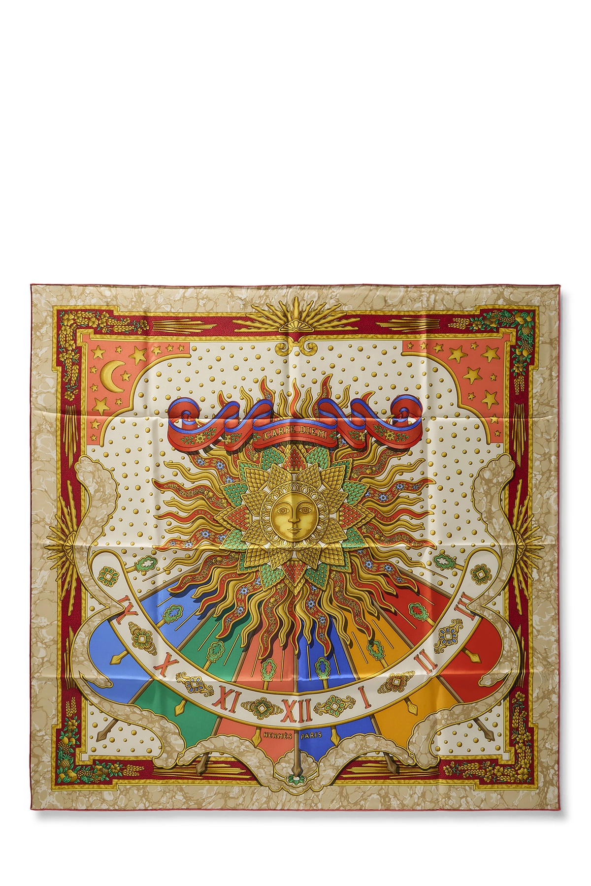 Multicolor 'Carpe Diem' Silk Scarf 90