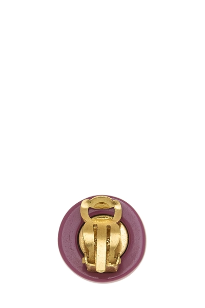 Purple Acrylic Button Earrings, , large